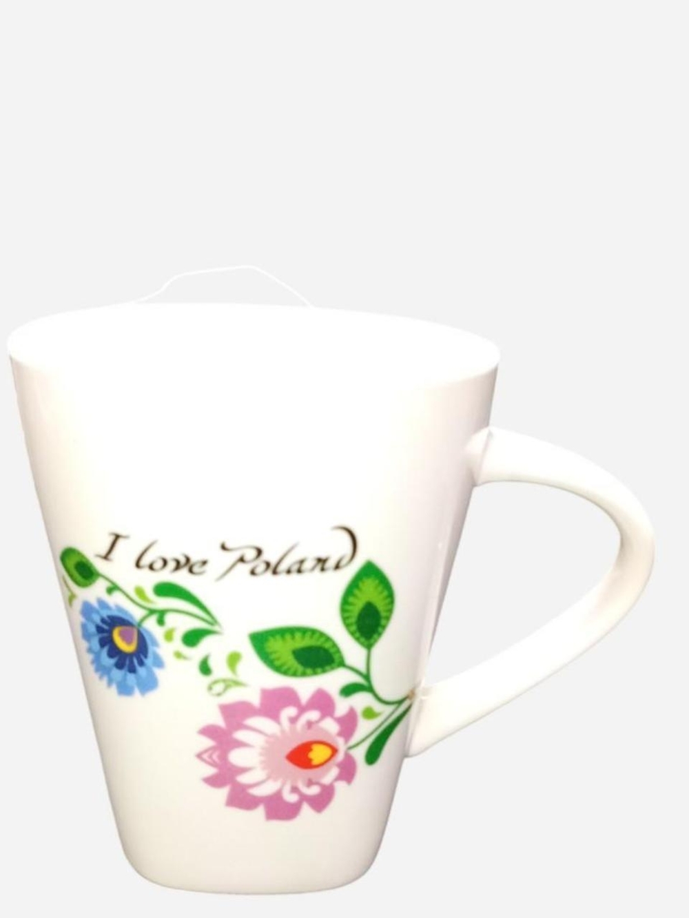White Floral 'I Love Poland' Ceramic Mug